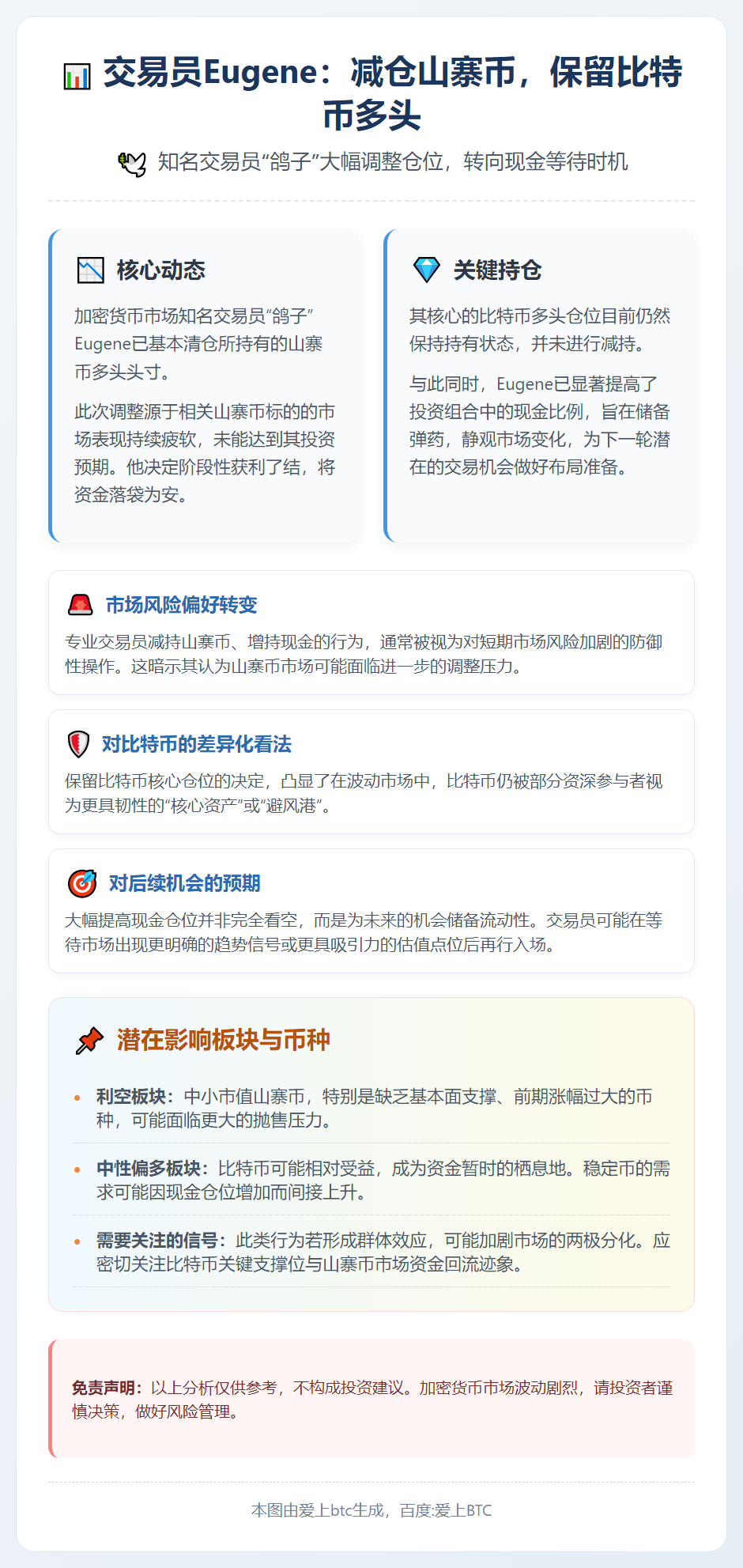 交易员Eugene：减仓山寨币，保留比特币多头