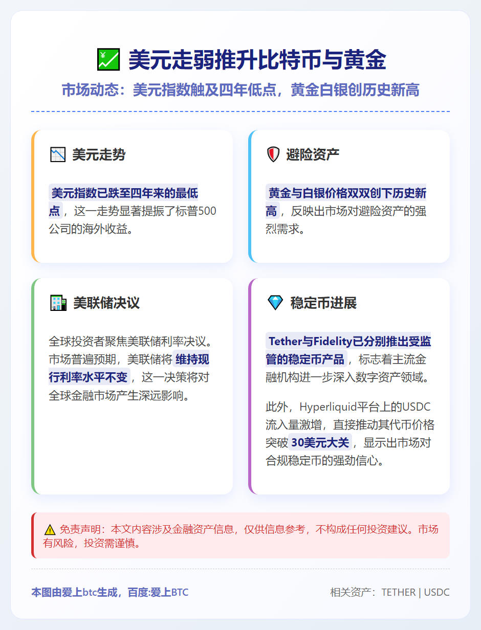 美元走弱推升比特币与黄金
