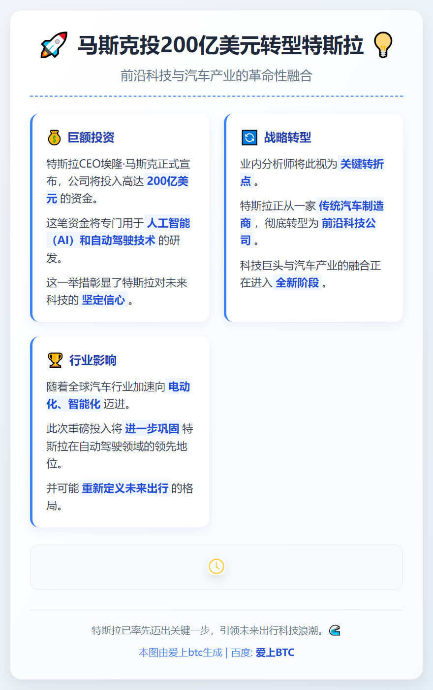 马斯克投200亿美元转型特斯拉