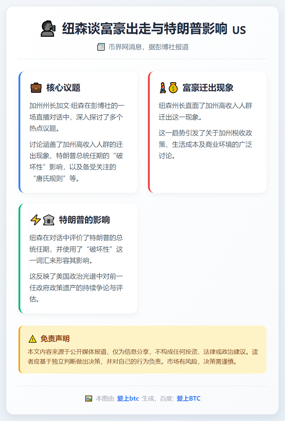 纽森谈富豪出走与特朗普影响