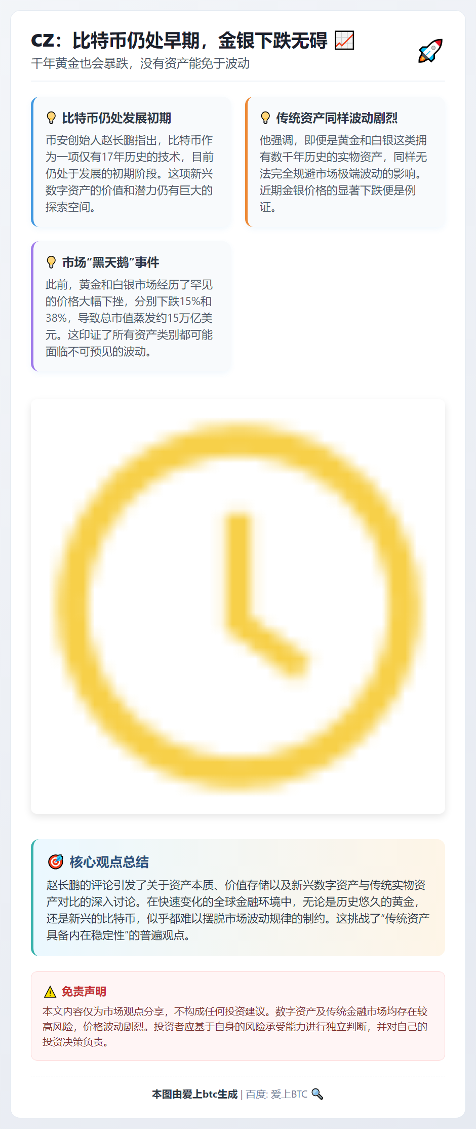 CZ：比特币仍处早期，金银下跌无碍