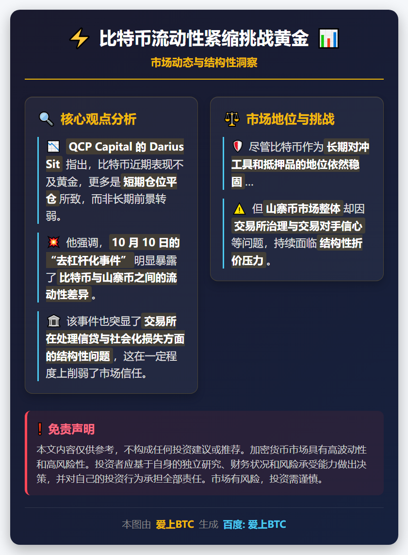 比特币流动性紧缩挑战黄金