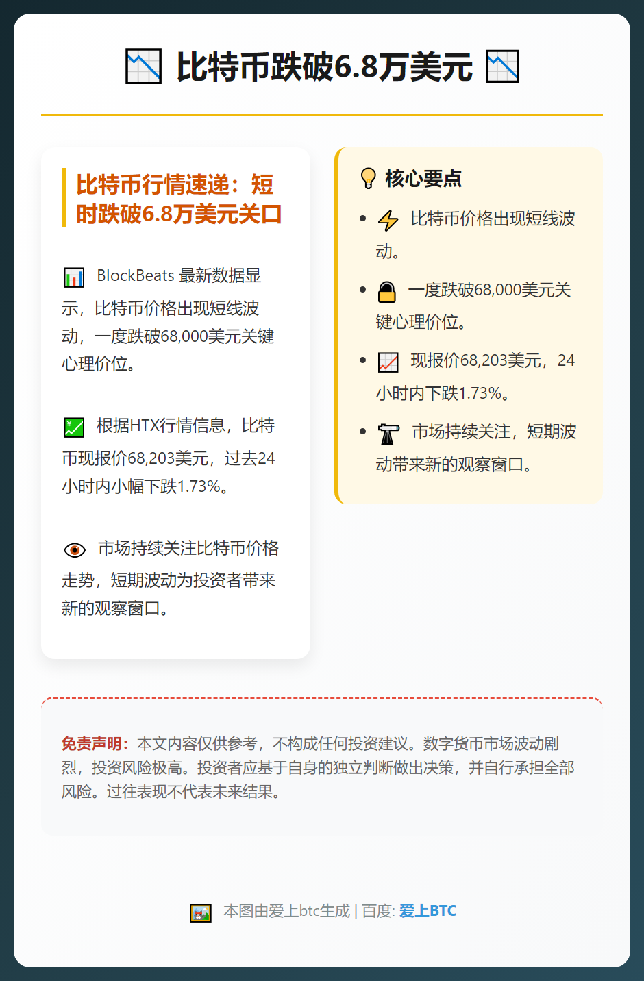 比特币跌破6.8万美元