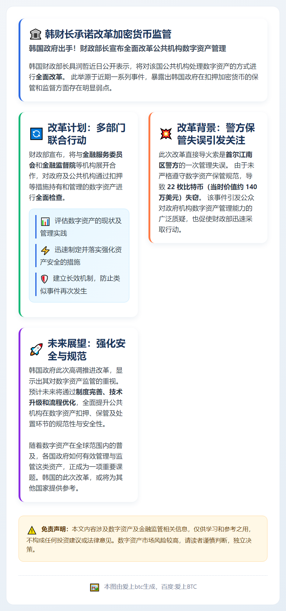 韩财长承诺改革加密货币监管