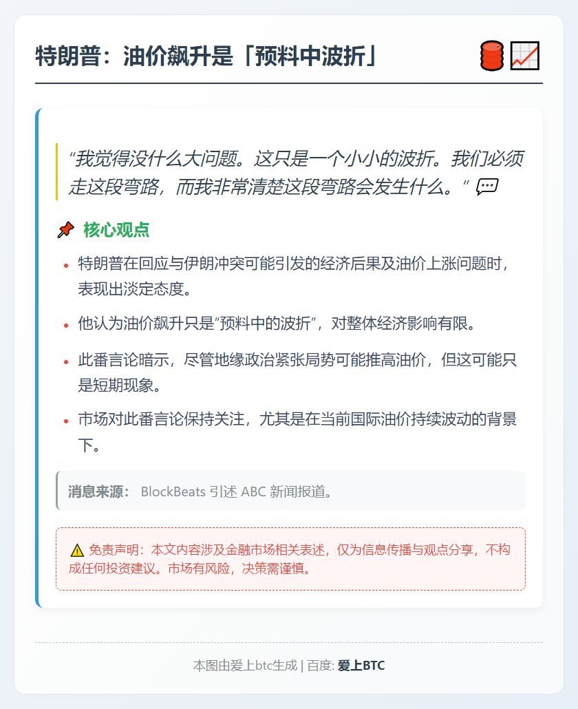 特朗普：油价飙升是「预料中波折」