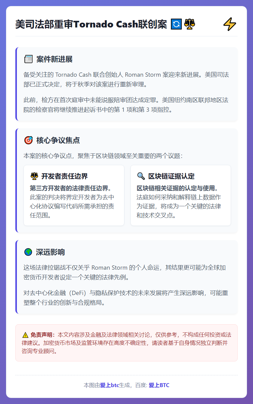 美司法部今秋重审Tornado Cash联创案