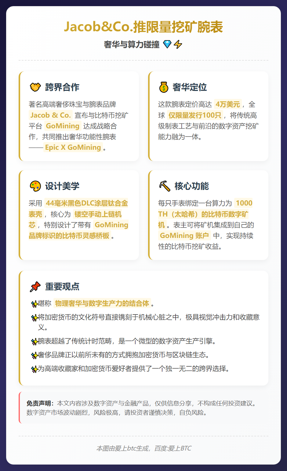 Jacob&Co.推限量挖矿腕表