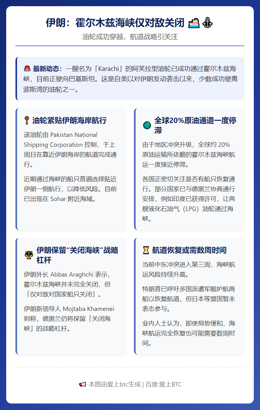 伊朗：霍尔木兹海峡仅对敌关闭