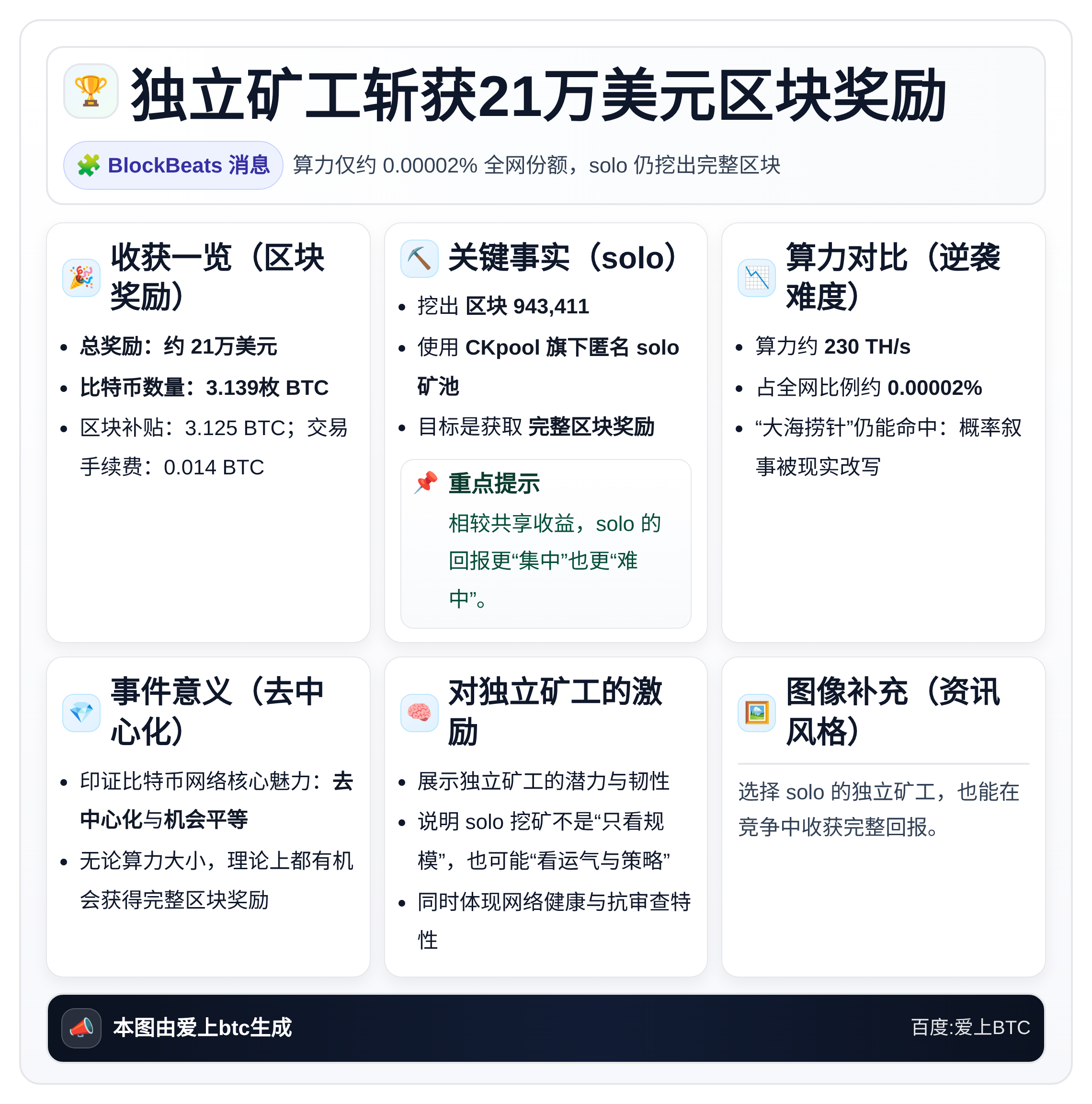 独立矿工斩获21万美元区块奖励