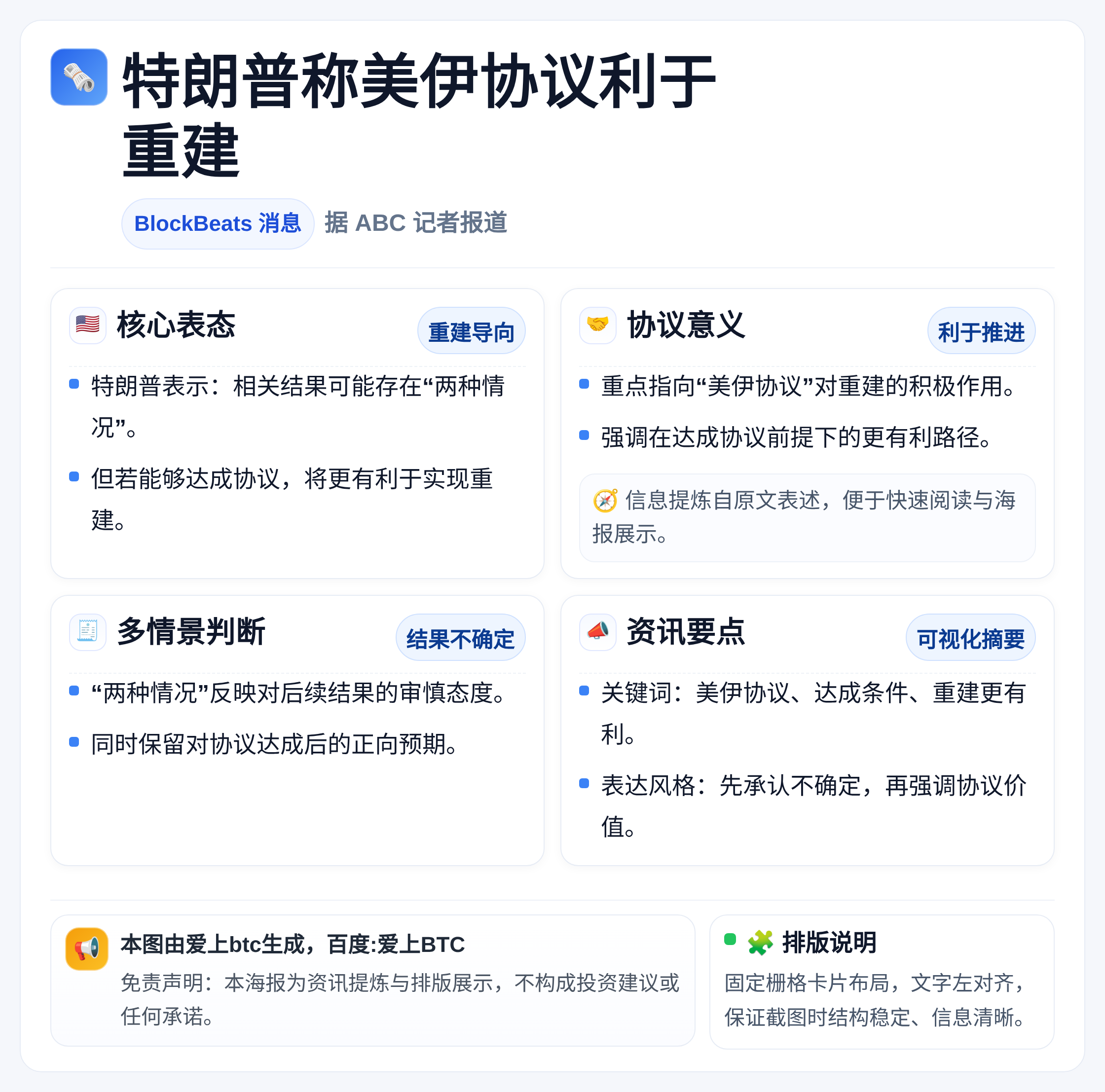 特朗普称美伊协议利于重建