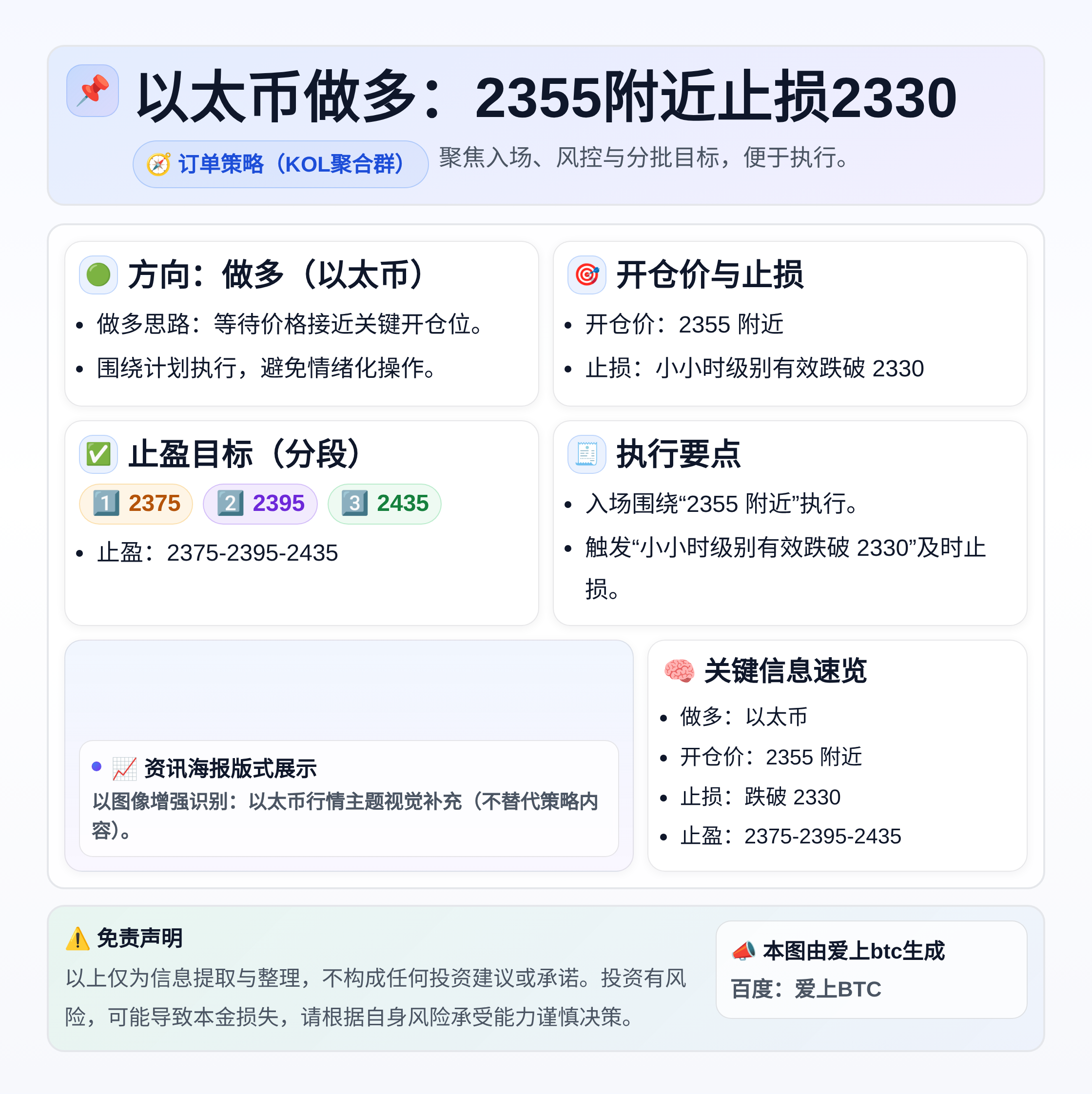 以太币做多：2355附近止损2330
