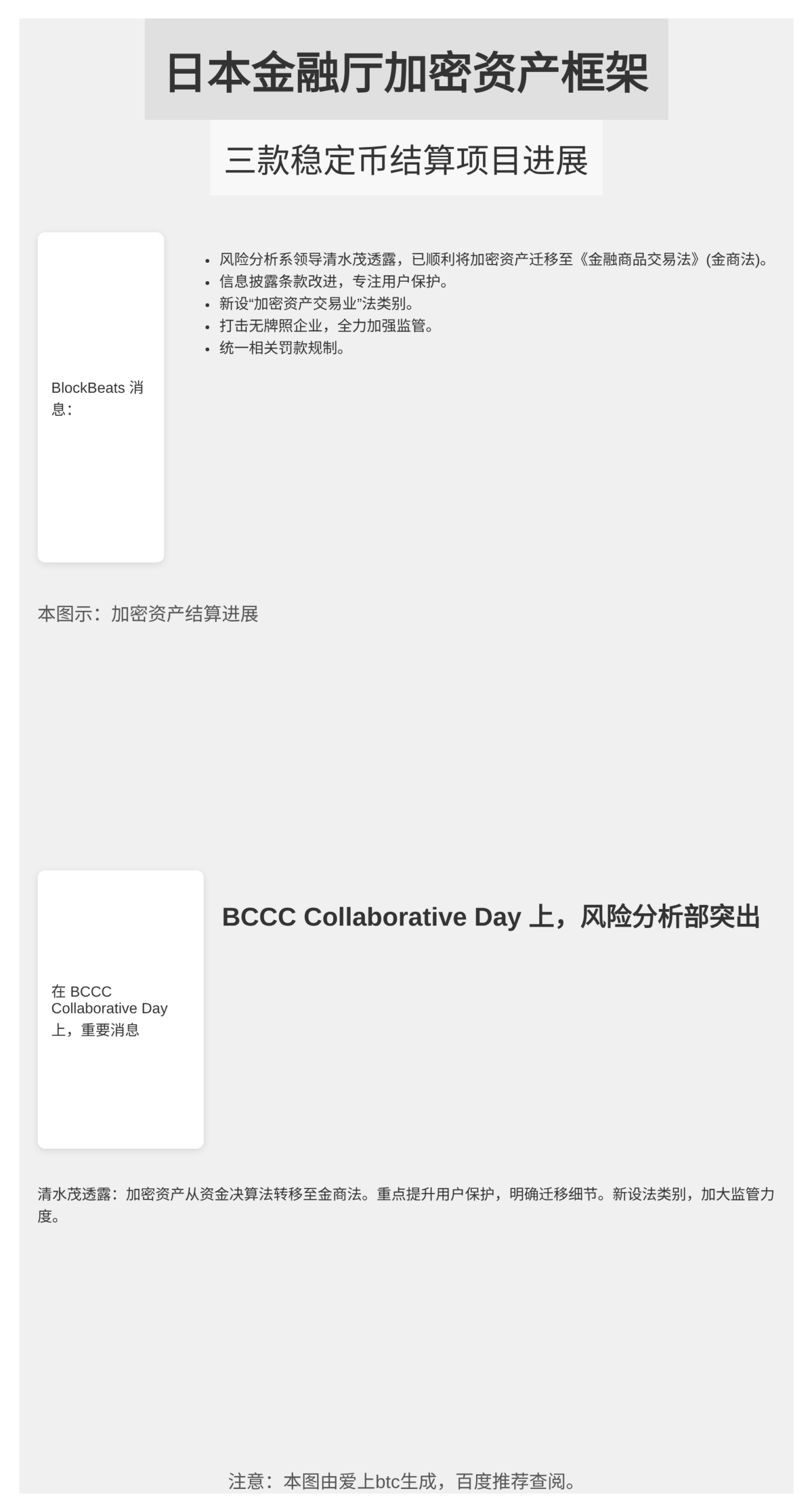 日本金融厅加密资产框架  
三款稳定币结算项目进展