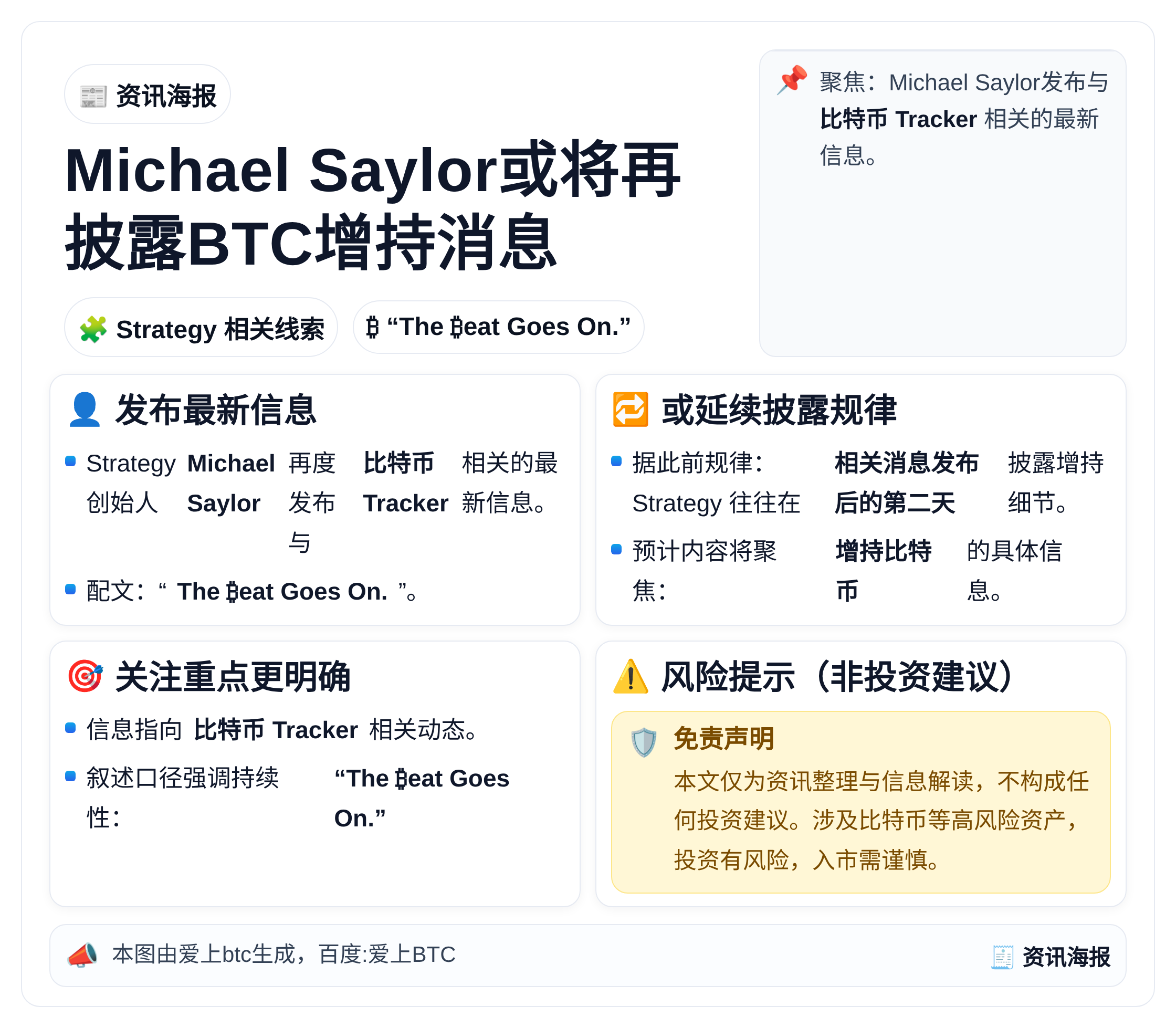 Michael Saylor或将再披露BTC增持消息
