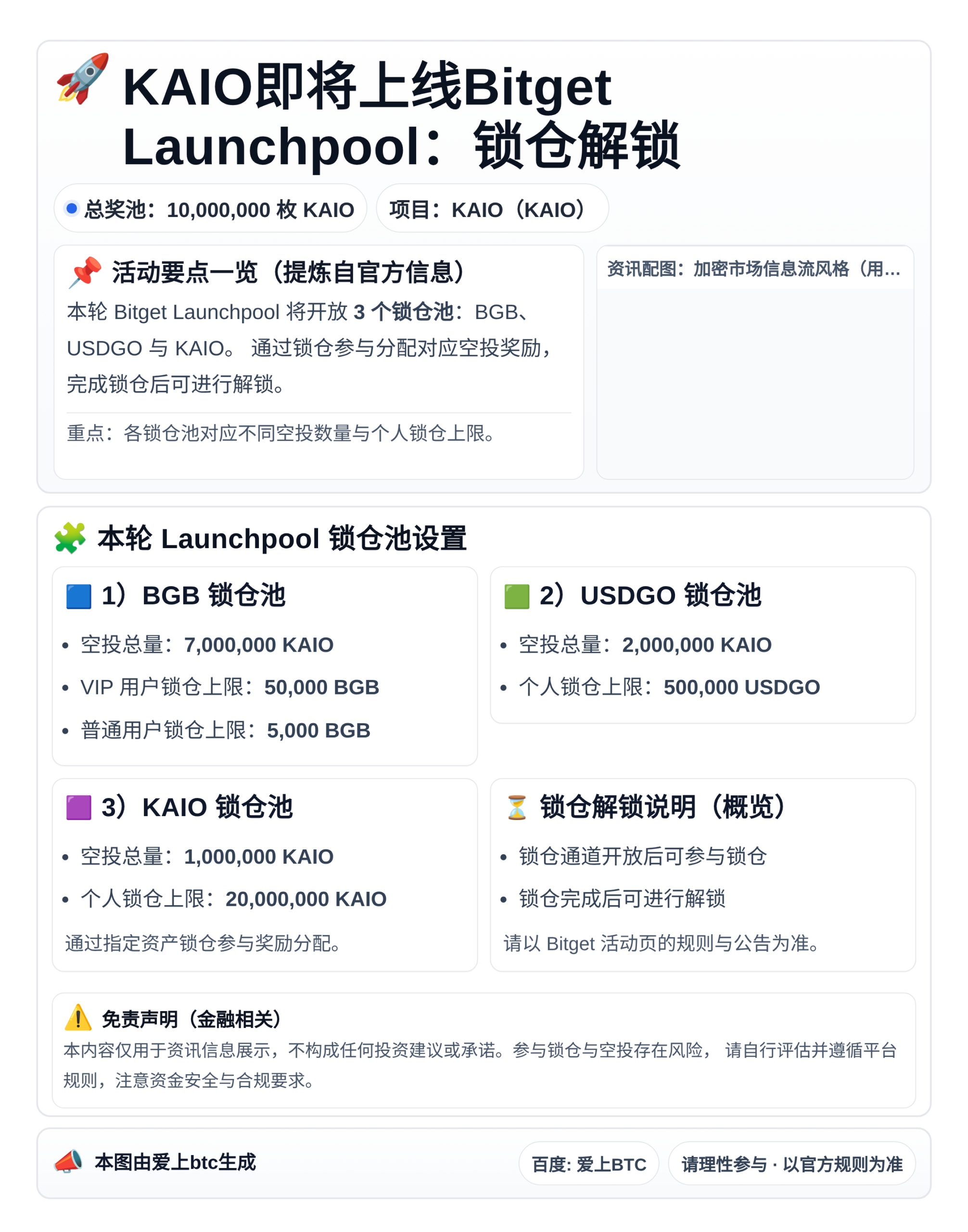 KAIO即将上线Bitget Launchpool：锁仓解锁