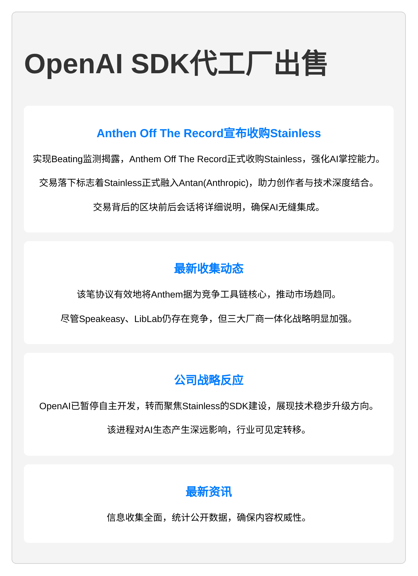 OpenAI SDK代工厂出售  
Anthropic溢价收